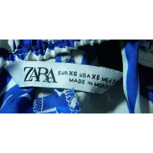 Zara‎ Shorts Size X-Small White Blue Floral Bermuda Printed Elastic Waist - Picture 8 of 8